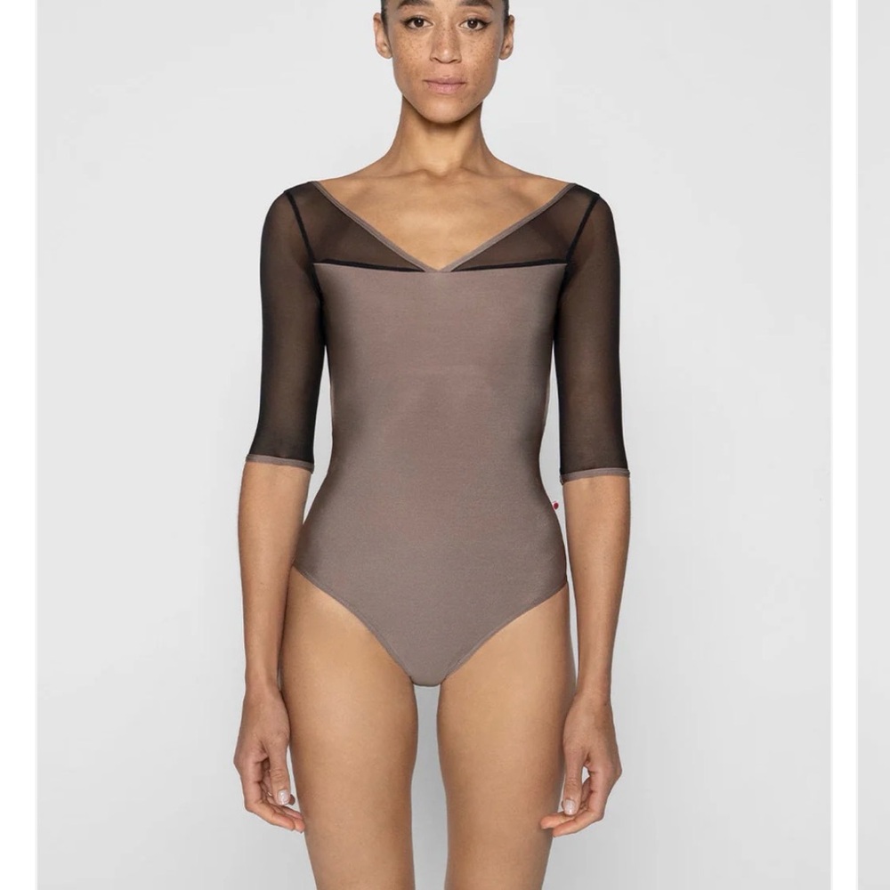 Yumiko Masha Half Sleeve Leotard N-Star Black Mesh Large